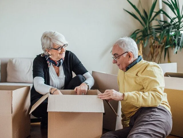 Mature couple moving to a new home