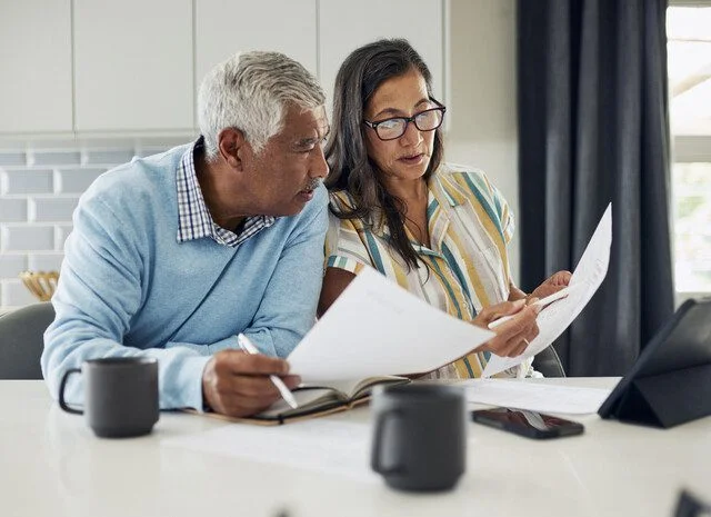 Couple reviewing finances